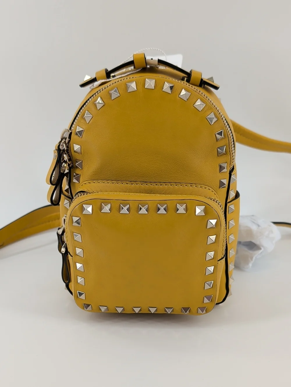 Valentino Yellow Studded Mini Leather Backpack